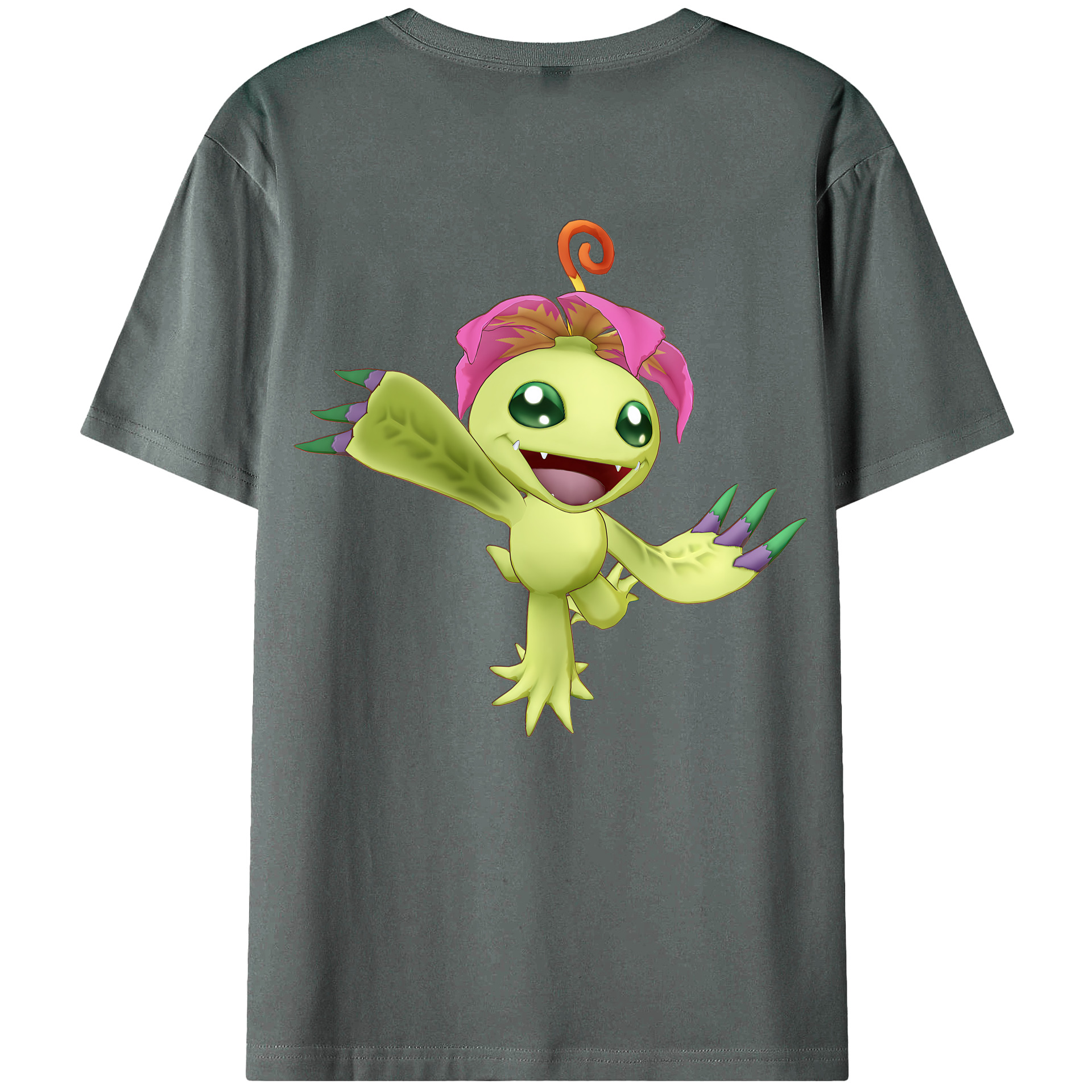 （画像用） Digimon デジタルモンスター/デジモン 綿100％ メンズ半袖Tシャツ（バックプリント） 通気性